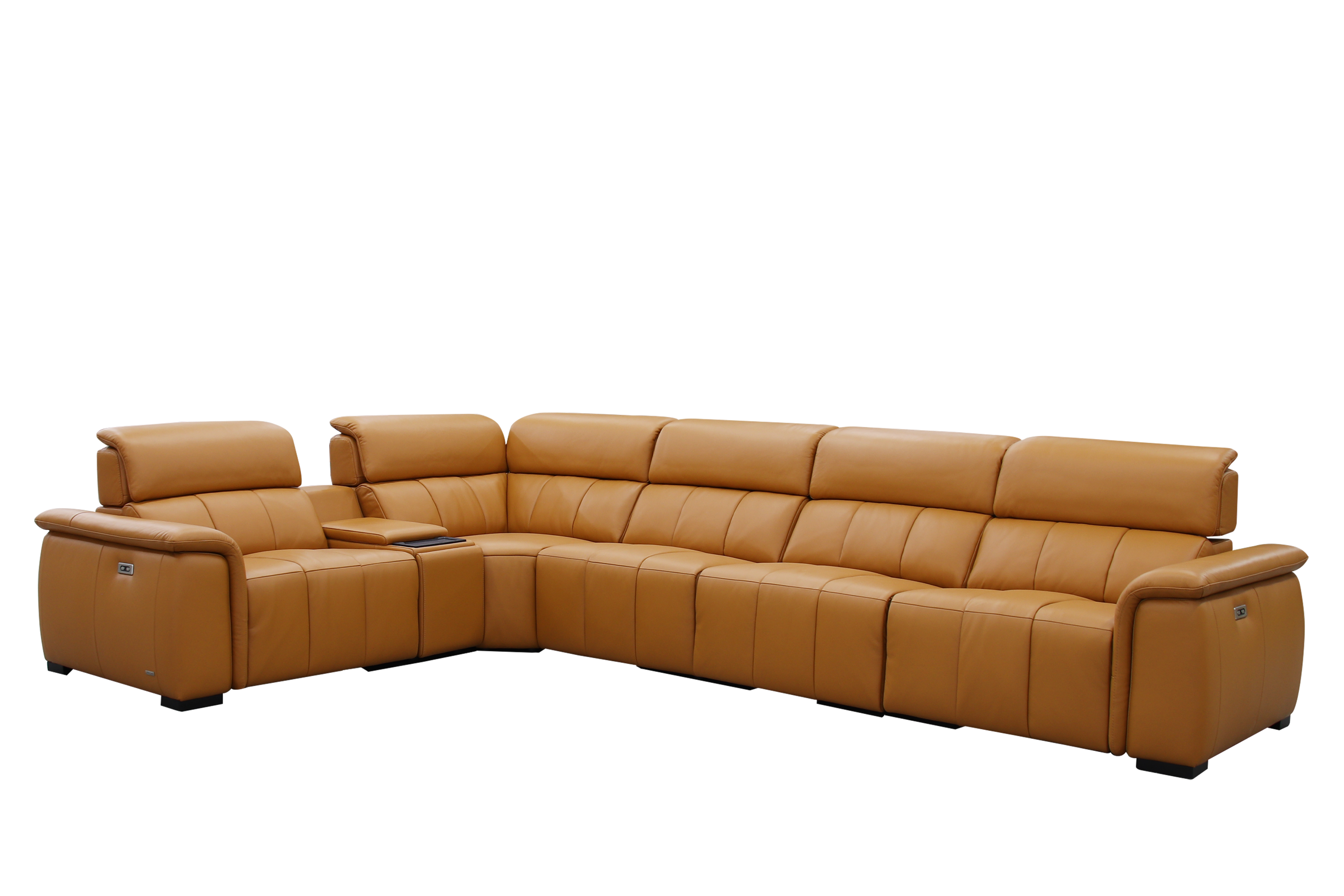 SERGIO Corner Incliner Sofa w Console in Leather by Castilla