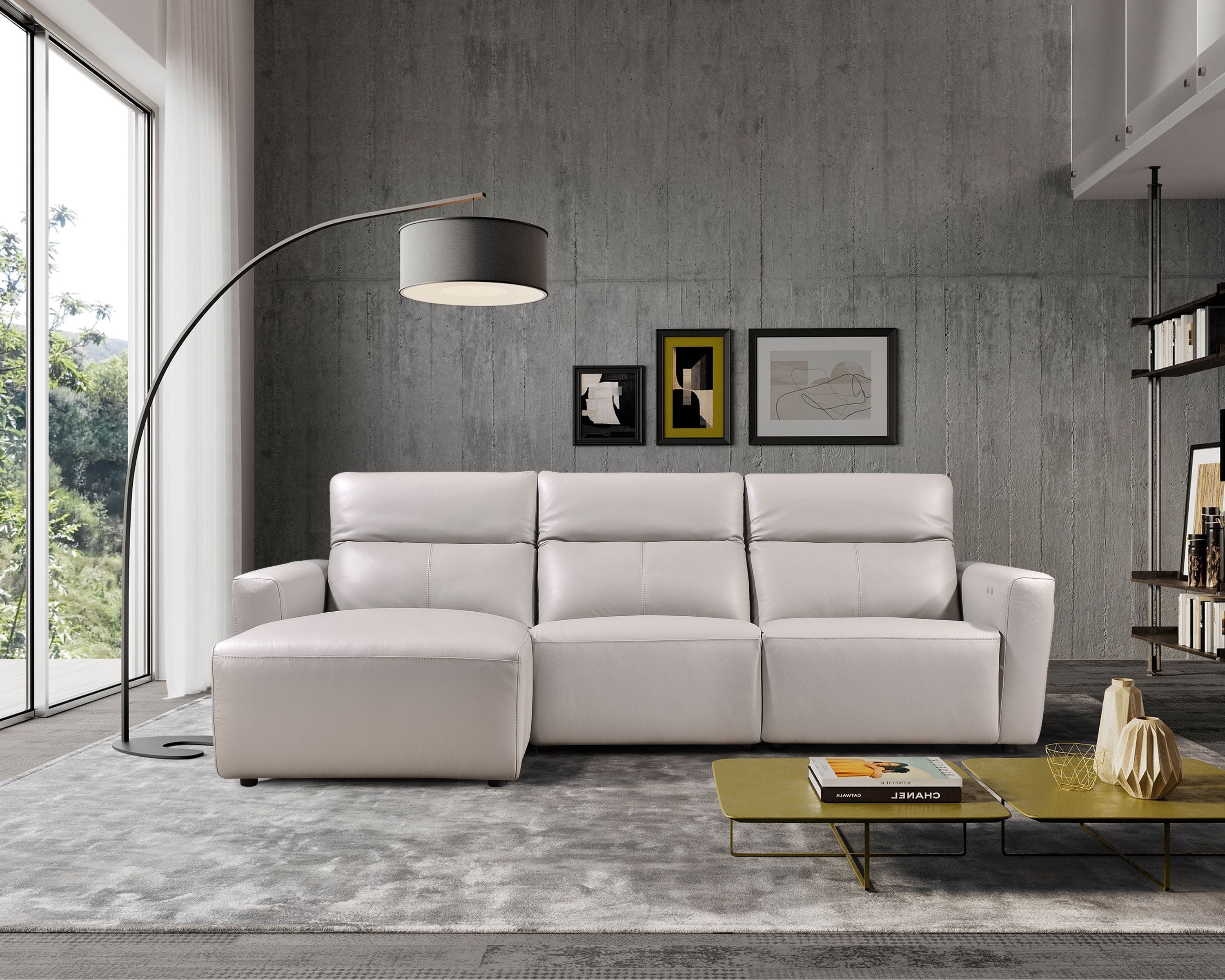 VINCI L-Shape Incliner Sofa in Leather by Castilla