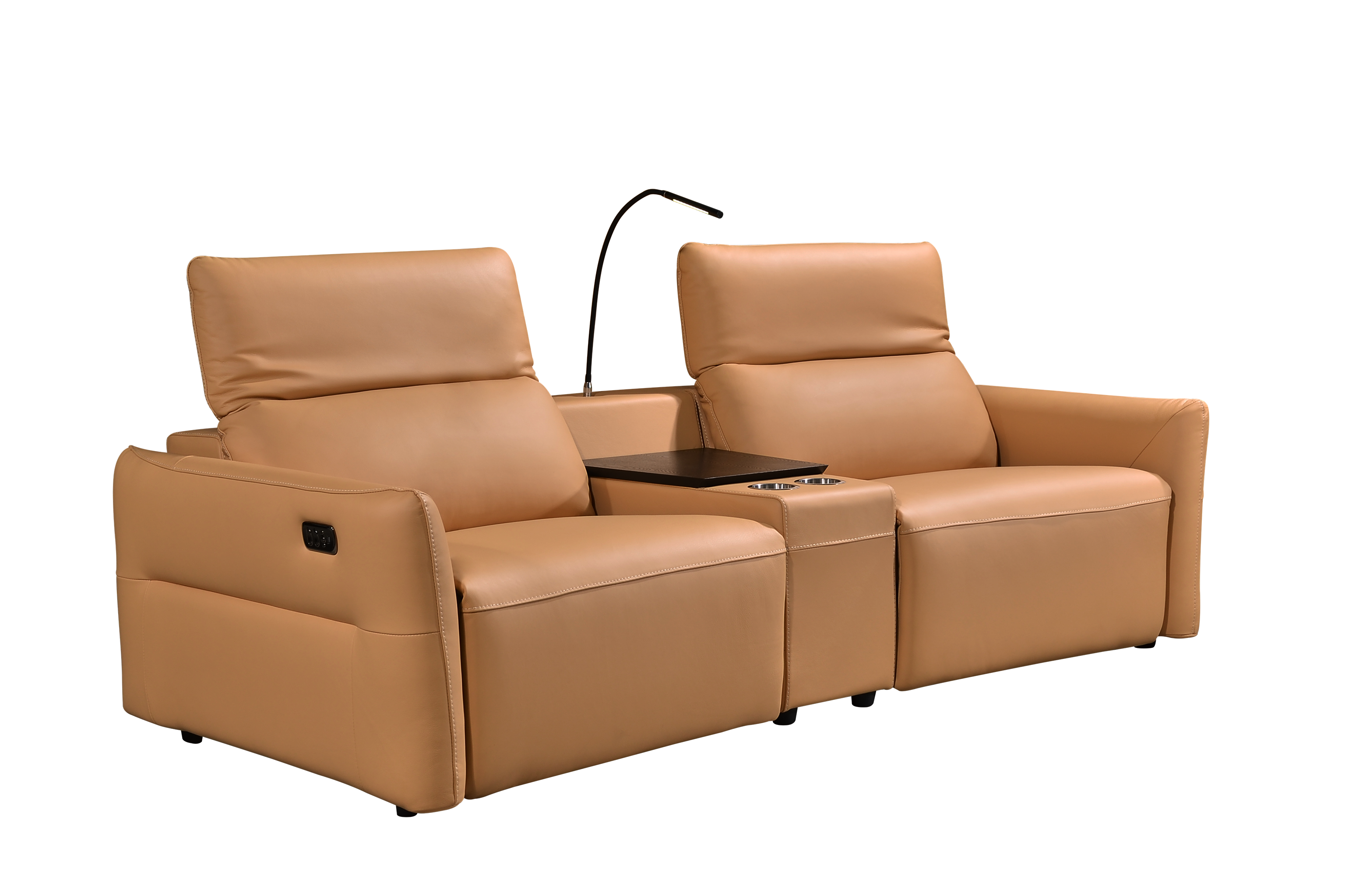 RUBICA 2.5 Seater Incliner With Console in Leather by Castilla