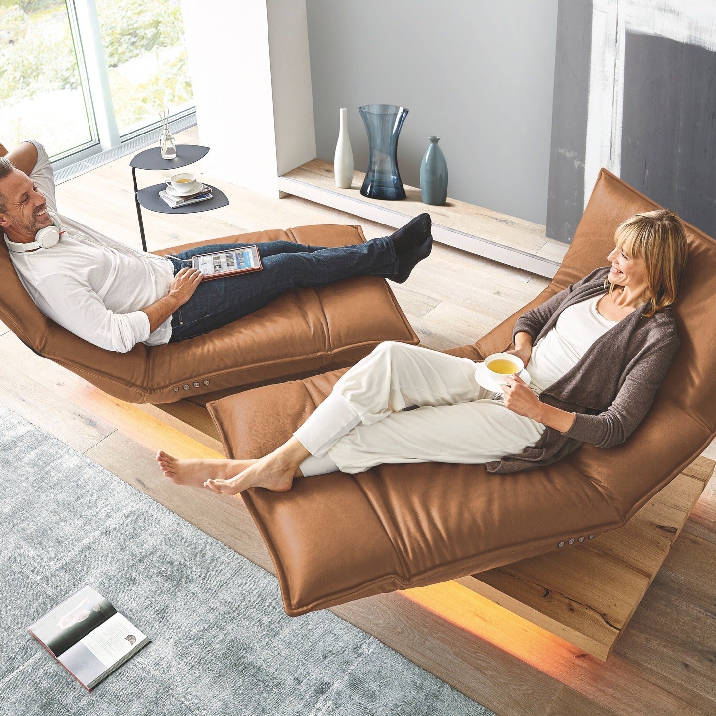 EDIT 2.5 Seater Functional Sofa in Leather by Koinor