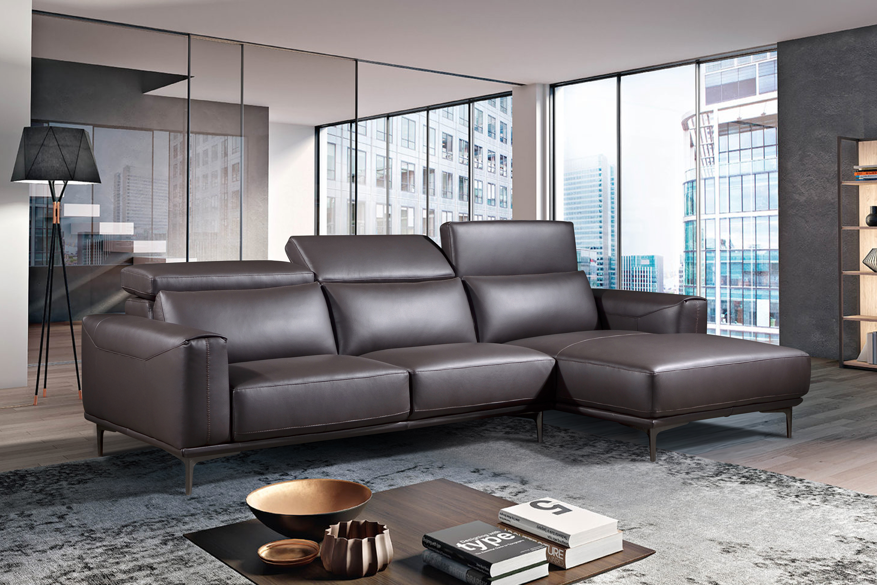 EVERSTON L-Shaped Sofa in Leather by Castilla