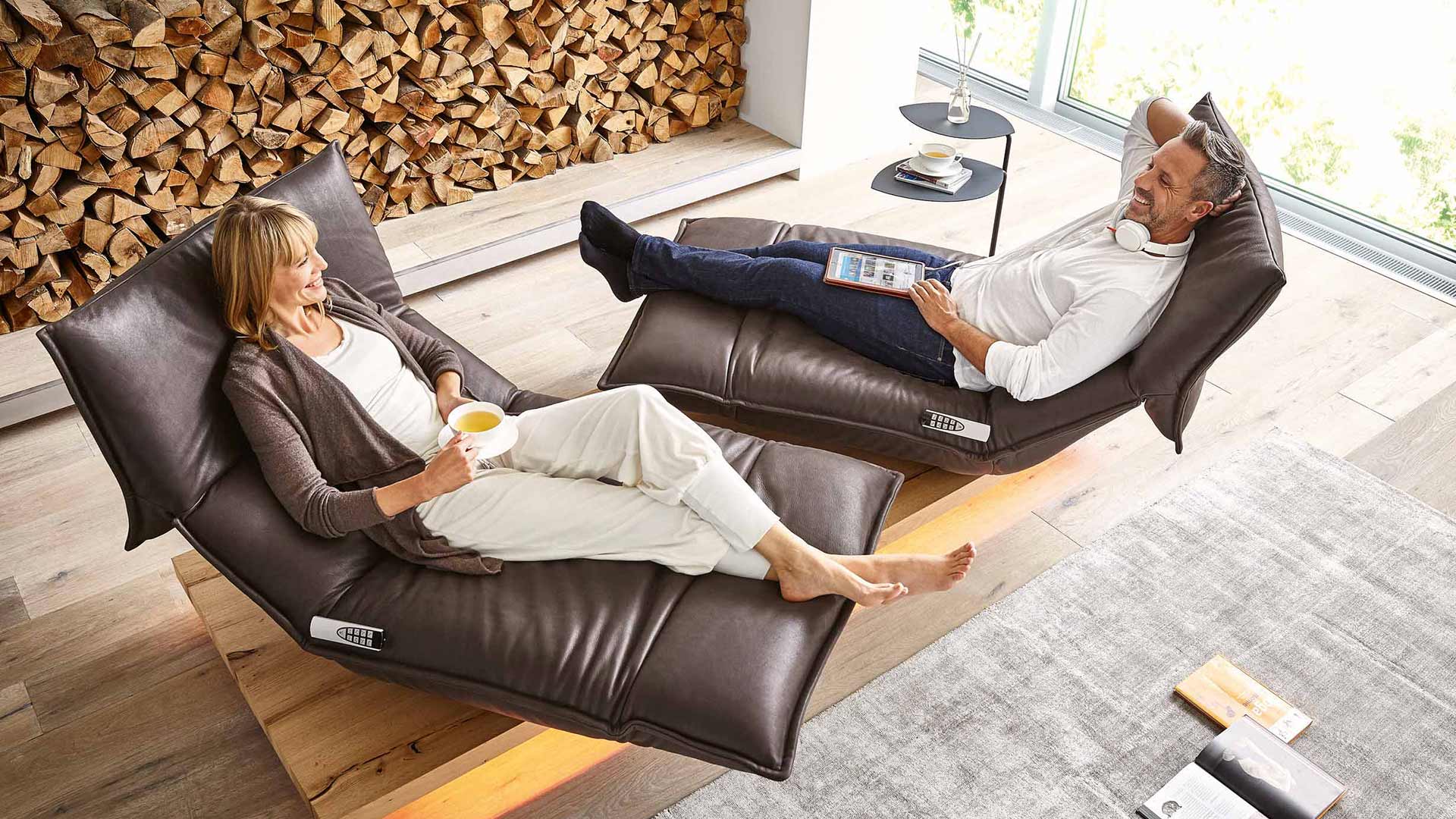 EDIT 2.5 Seater Functional Sofa in Leather by Koinor