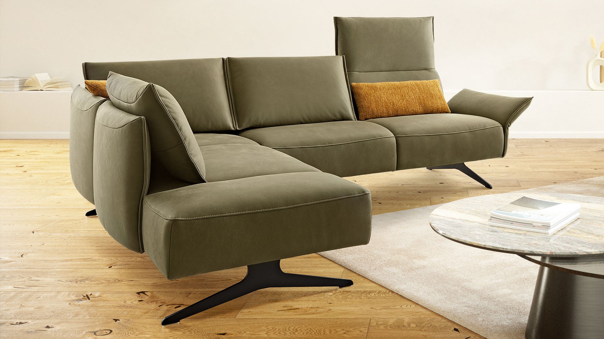VINETO 2.5 Seater Functional Sofa in Leather by Koinor