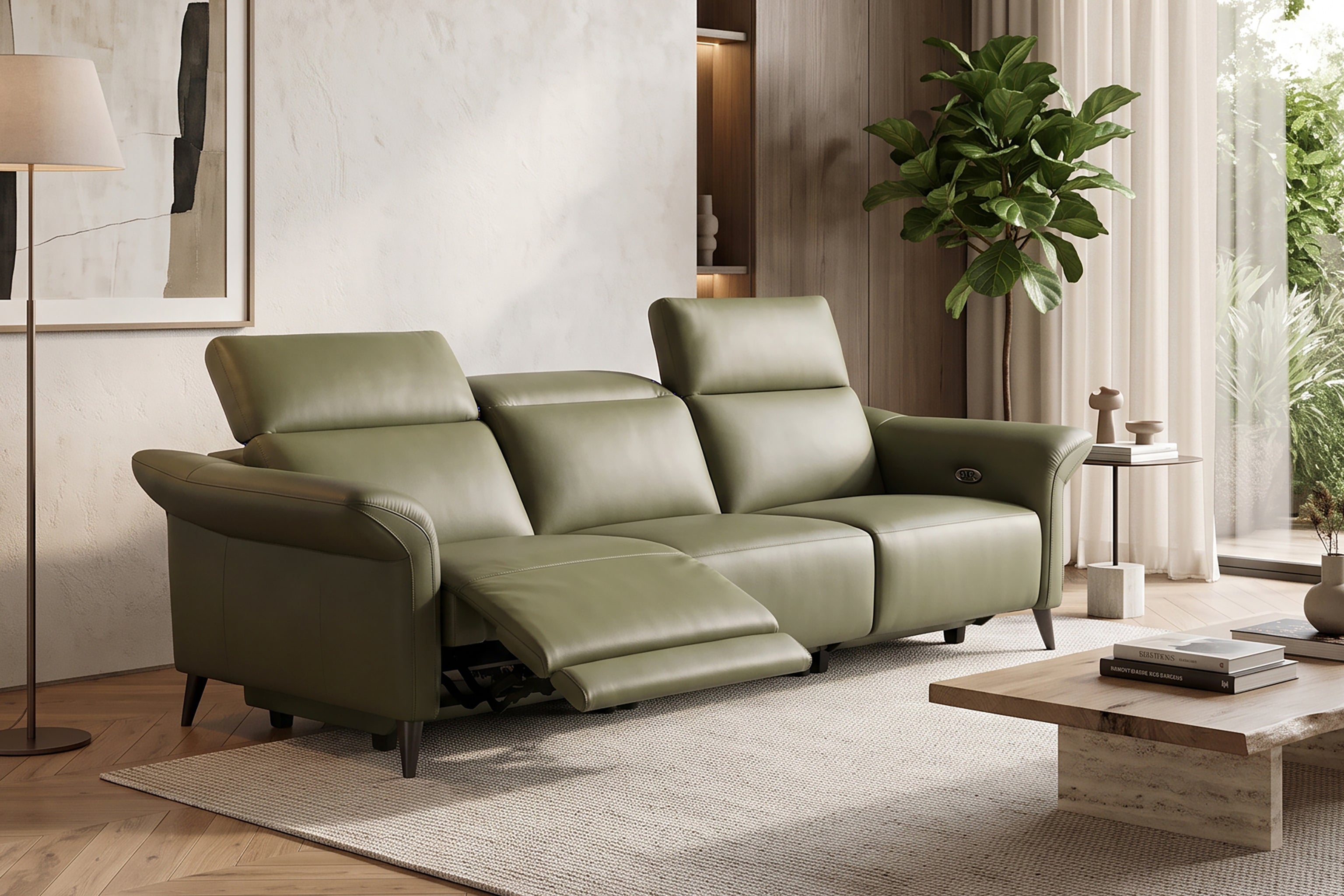 MARIETTE 3.5 Seater Power Incliner Sofa in Leather by Castilla