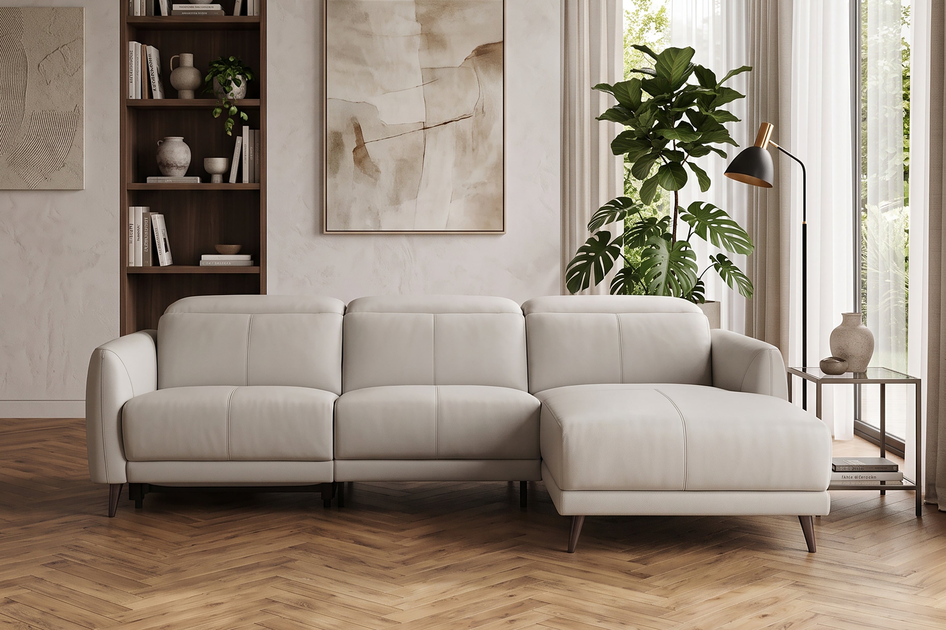 BRIXTON L-Shape Power Incliner Sofa in Leather by Castilla