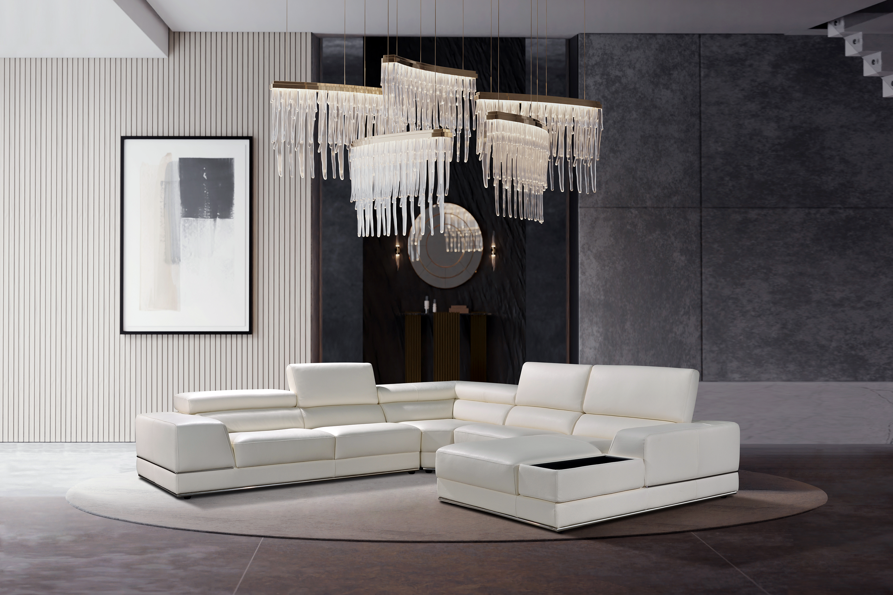 GIOVANNI L-Shaped Slider Sofa in Leather by Castilla