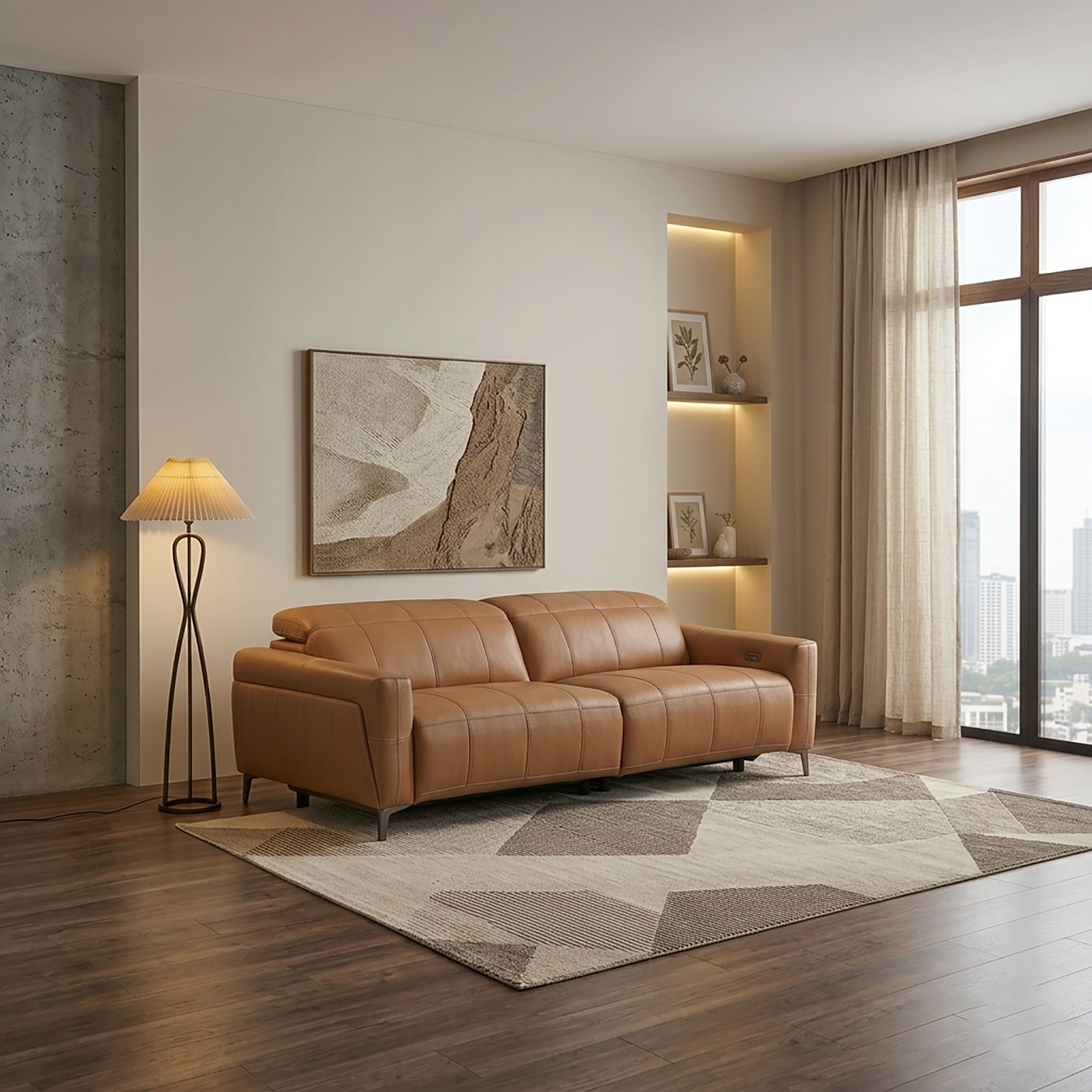 ASTRO 2 Seater Power Incliner Sofa in Leather by Castilla=