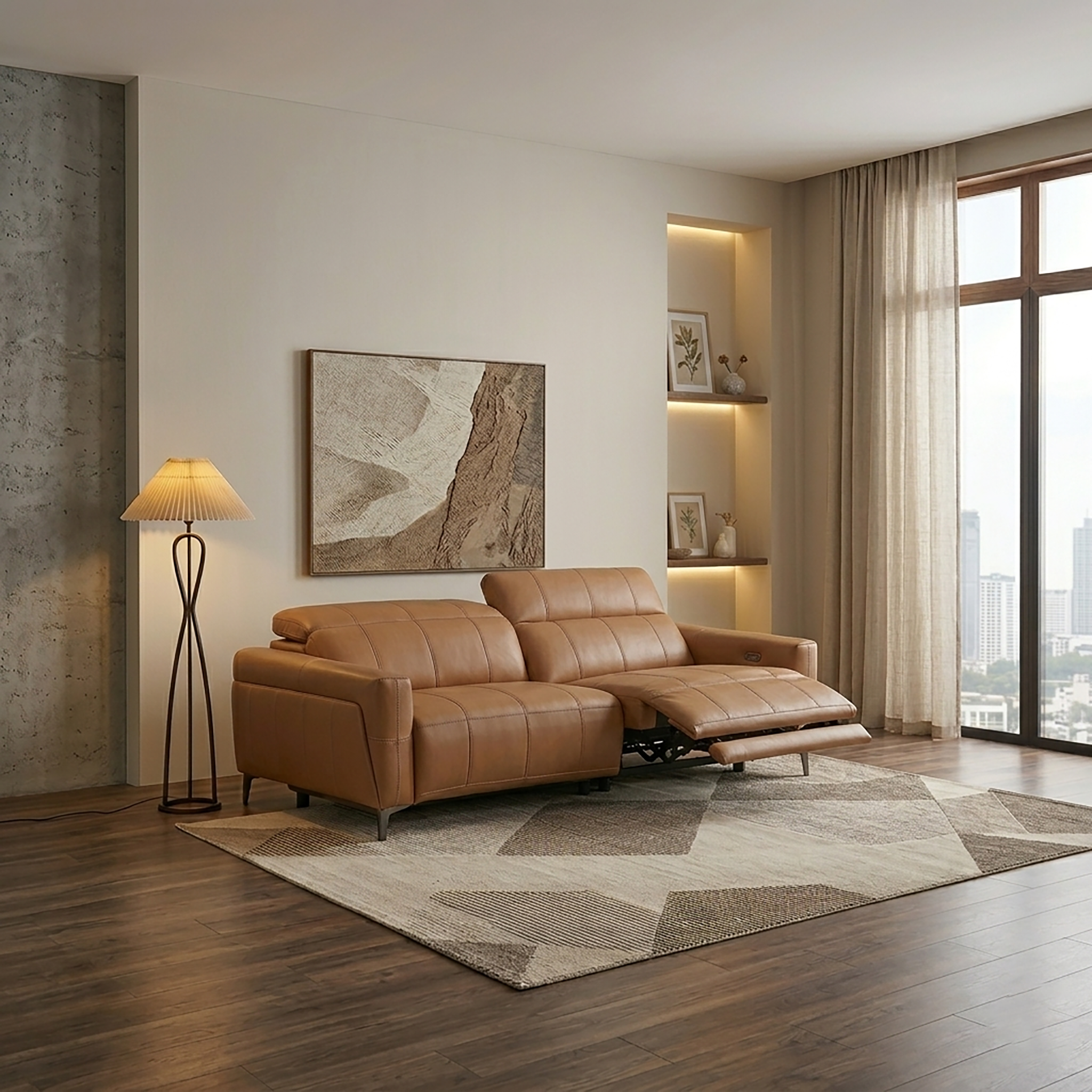 ASTRO 2 Seater Power Incliner Sofa in Leather by Castilla=