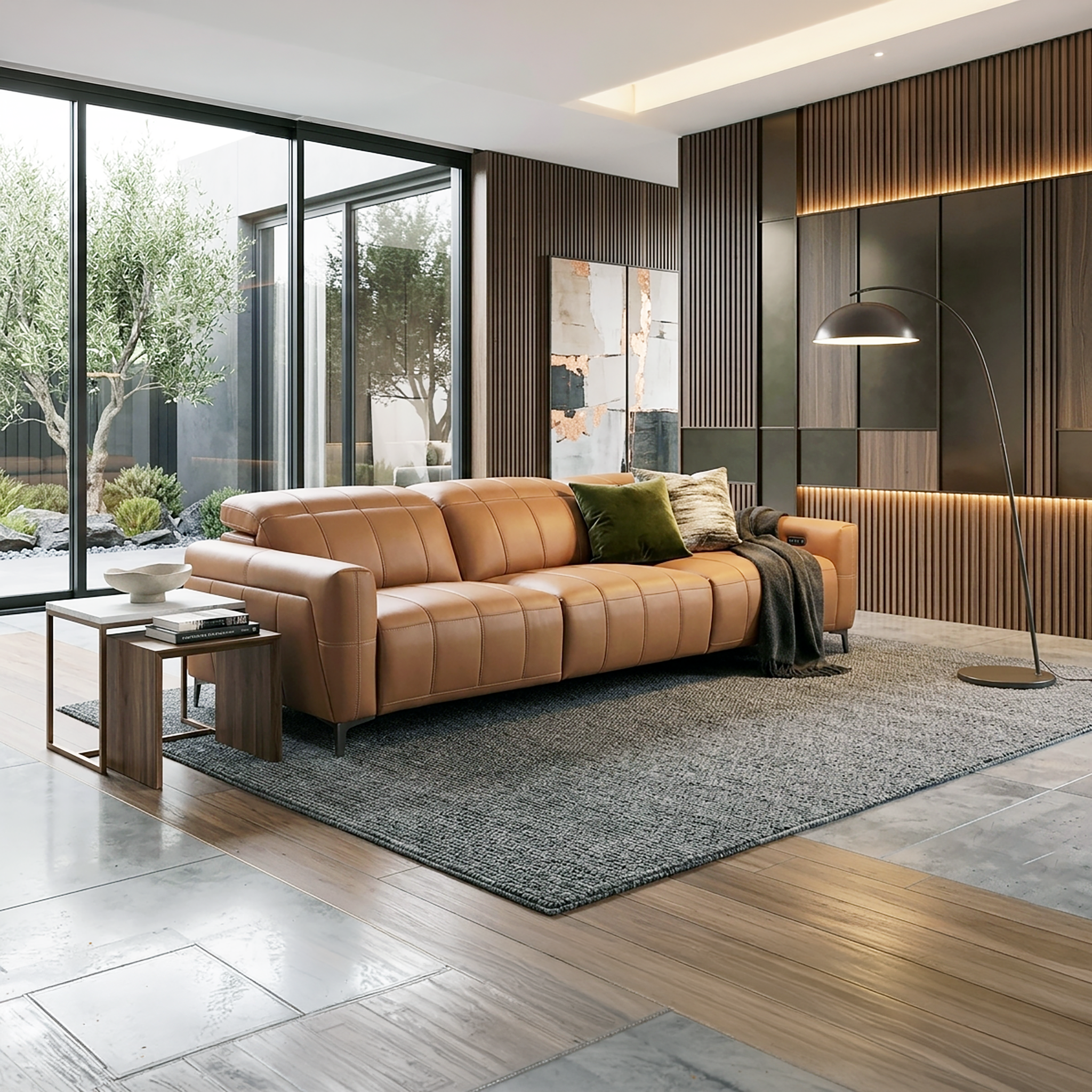 ASTRO 3 Seater Power Incliner Sofa in Leather by Castilla