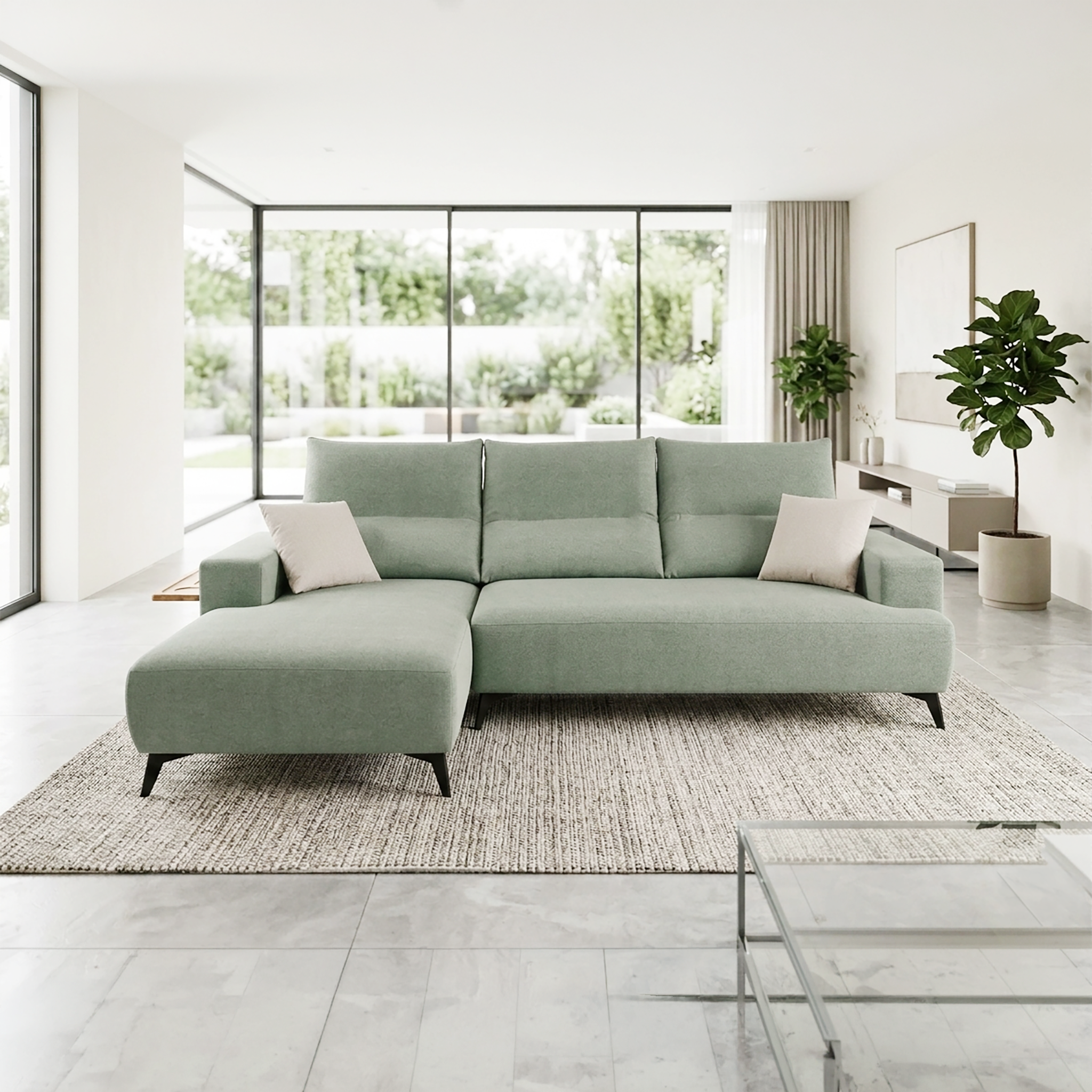 BURNLEY L-Shaped Sofa W/ Push-Back in Fabric by Castilla