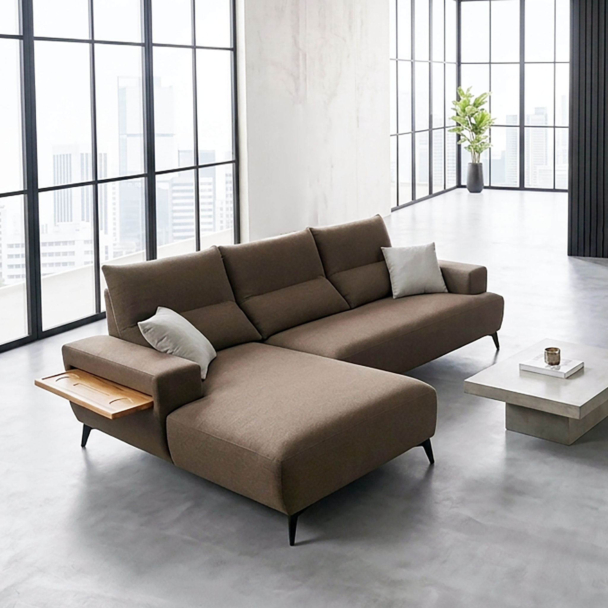 BURNLEY L-Shaped Sofa W/ Push-Back in Fabric by Castilla
