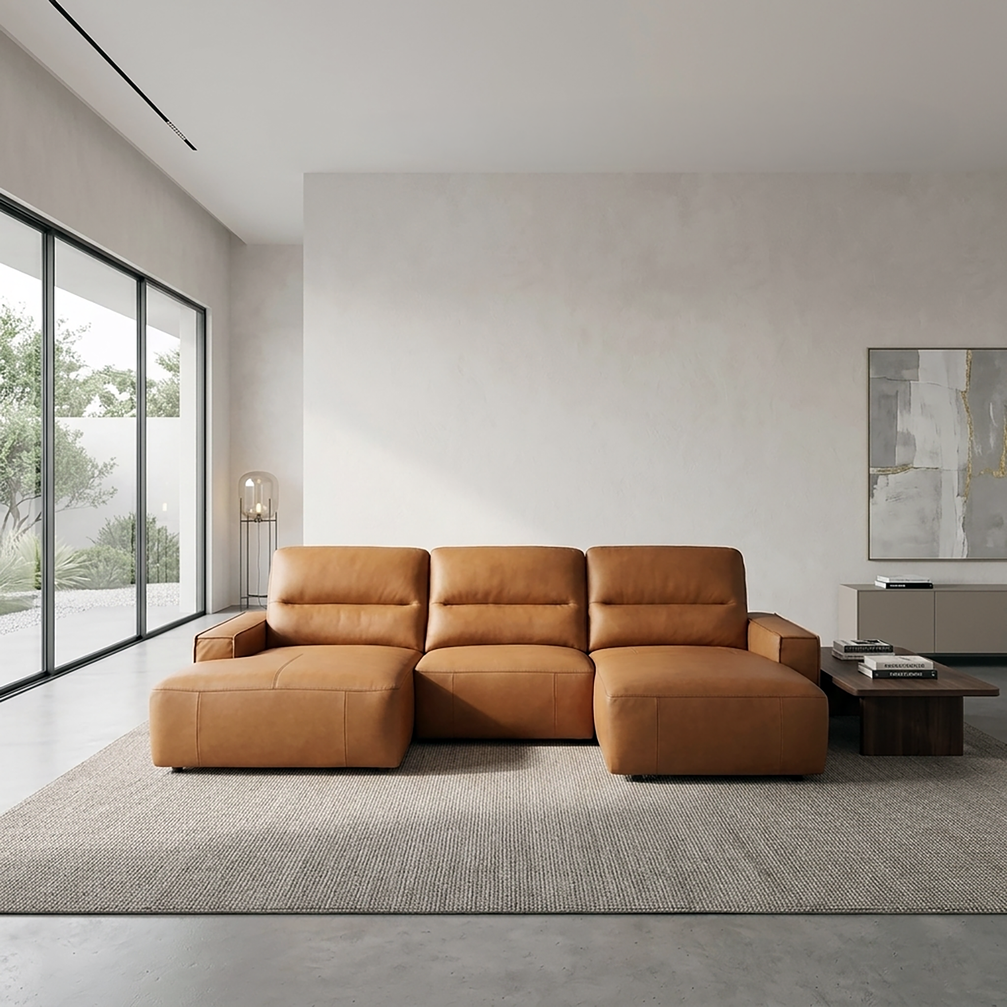MARIO L-Shaped Electric Slider Sofa in Leather by Castilla
