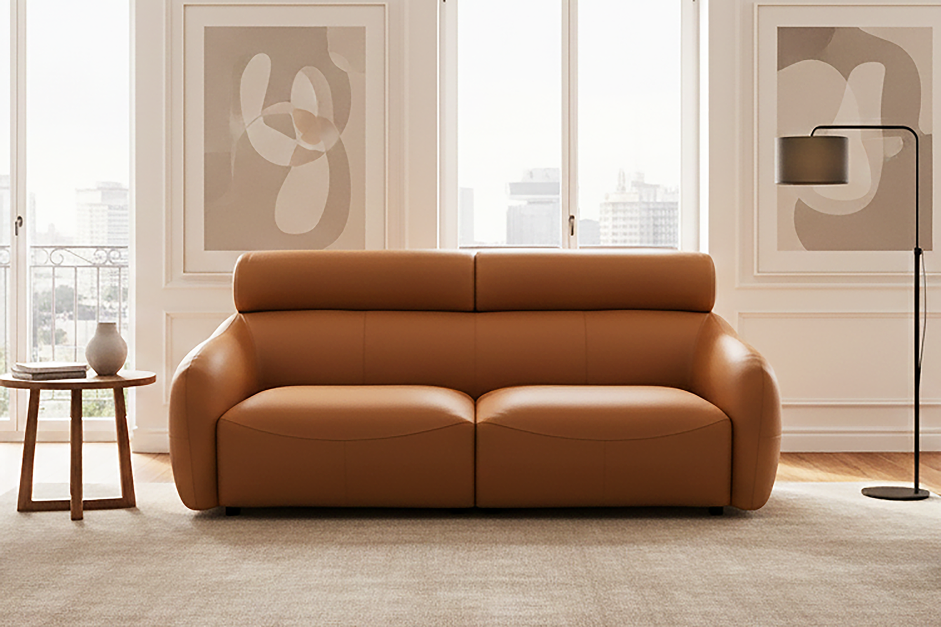 SHINO 2 Seater Sofa in Leather by Castilla