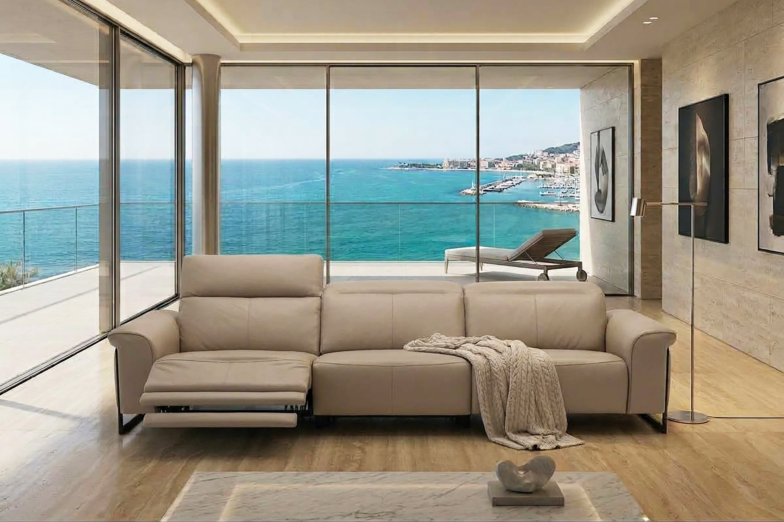 KINGSLEY 3.5 Seater Power Incliner Sofa in Leather by Castilla