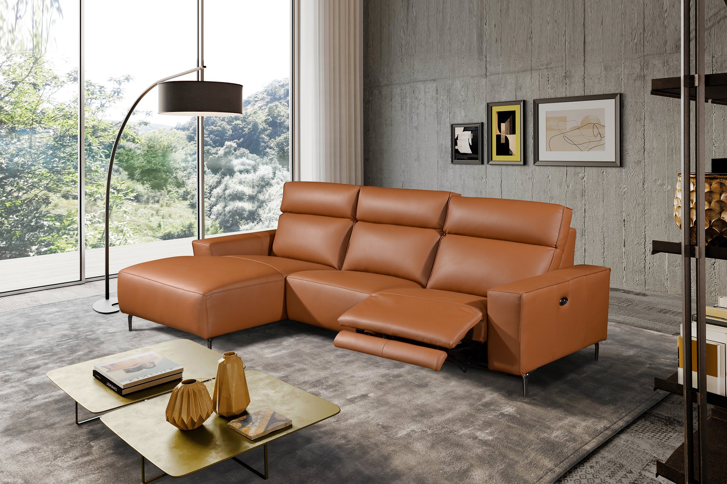 LORENO L-Shaped Sofa in Leather by Castilla