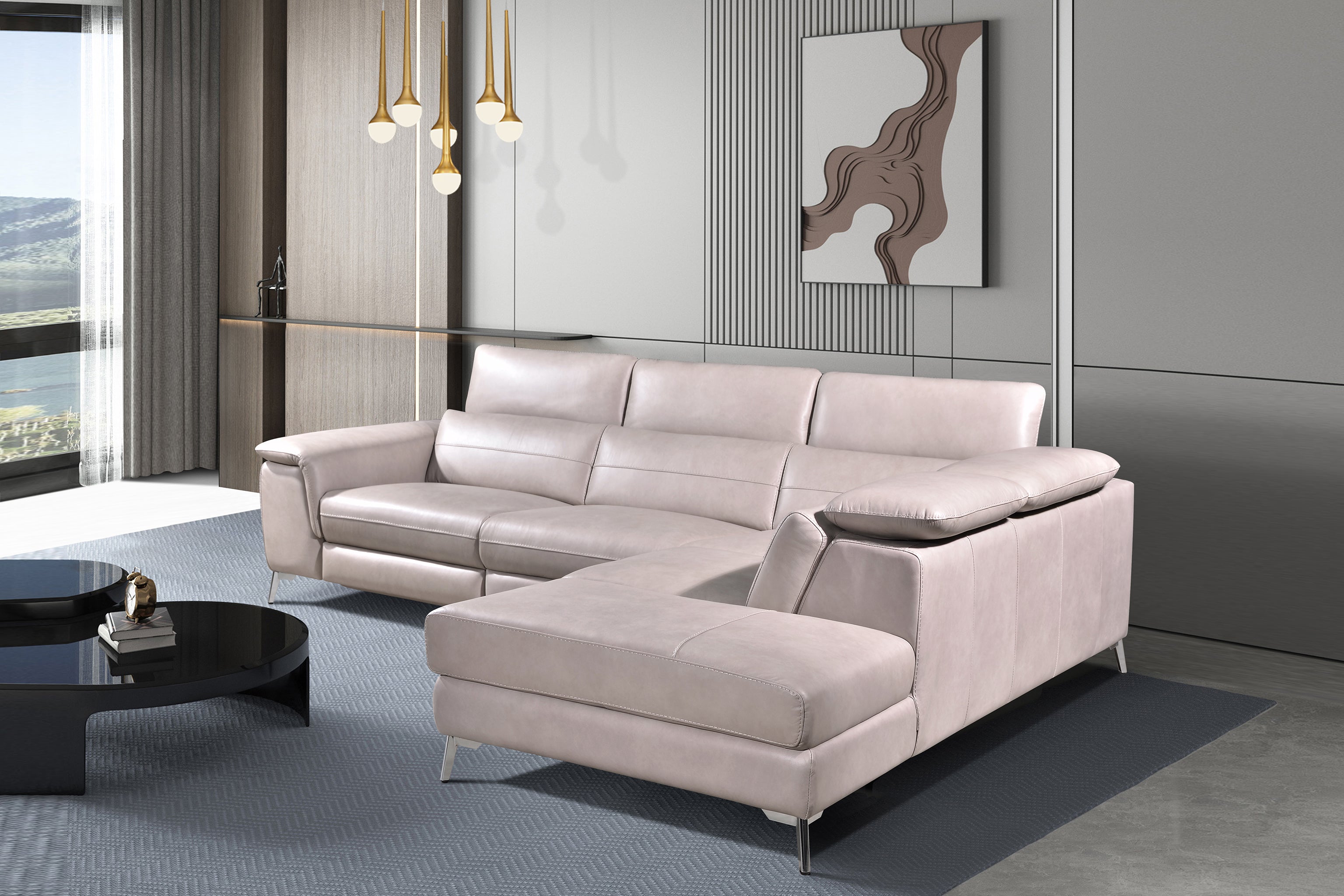 VOGUE II L-Shaped Incliner Sofa in Leather by Castilla
