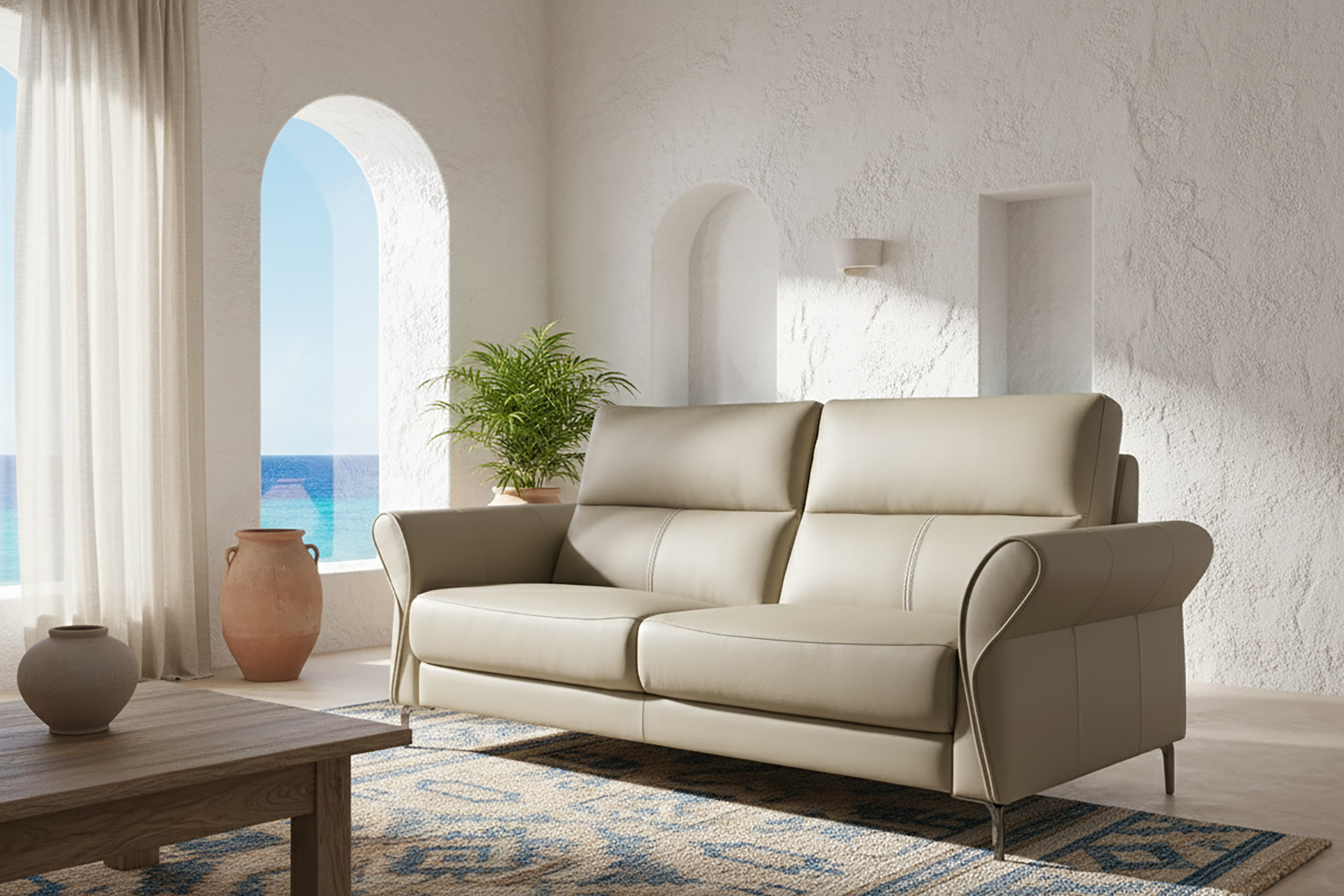 VOLLUTO 2.5 Seater Sofa In Leather By Castilla