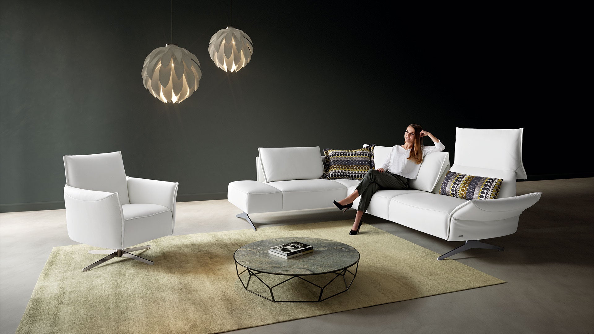 VINETO 2.5 Seater Functional Sofa in Leather by Koinor